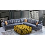 Gazzini Furniture Hardal Kare Chester Model Kapitoneli Orta Puf - 73 x 73
