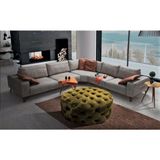 Gazzini Furniture Hardal Yuvarlak Chester Model Kapitoneli Orta Puf - 80 x 80
