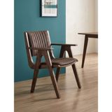 Gazzini Furniture Hugo Kapitone Döşemeli Kolçaklı Ahşap Sandalye - Ceviz