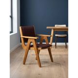 Gazzini Furniture Hugo Kapitone Döşemeli Kolçaklı Ahşap Sandalye - Natural