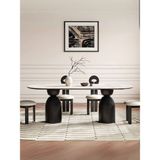 Gazzini Furniture Imperial Italyan Still Oval Ahşap Yemek Masası 100X210 - Traverten - 210 x 100
