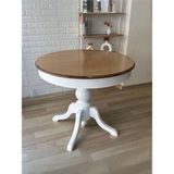 Gazzini Furniture Lindon Baba Ayak Yuvarlak Açılır Masa 100X100 - Beyaz - Ceviz - 100 x 100