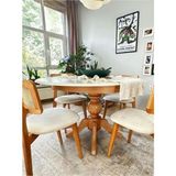 Gazzini Furniture Lindon Baba Ayak Yuvarlak Açılır Masa 100X100 - Beyaz - Naturel - 100 x 100