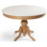 Gazzini Furniture Lindon Baba Ayak Yuvarlak Açılır Masa 110X110 - Beyaz - Naturel - 110 x 110