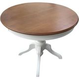 Gazzini Furniture Lindon Baba Ayak Yuvarlak Açılır Masa 90X90 - Beyaz - Ceviz - 90 x 90