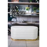 Gazzini Furniture Lungo Long Line Beyaz Puf Luxery Gold Kaplama Dekoratif Puf Koltuk 40x90 cm
