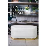 Gazzini furniture Lungo Long Line Beyaz Puf Luxery Gold Kaplama Dekoratif Puf Koltuk