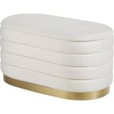Gazzini Furniture Lungo Long Line Cream Luxery Puf Gold Kaplama Dekoratif Puf Koltuk - Krem
