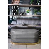 Gazzini furniture Lungo Long Line Gri Puf Luxery Gold Kaplama Dekoratif Puf Koltuk