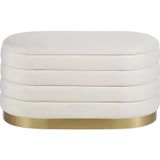 Gazzini Furniture Lungo Long Line Krem Puf Luxery Gold Kaplama Dekoratif Puf Koltuk 40x90 cm
