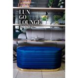 Gazzini Furniture Lungo Long Line Mavi Puf Luxery Gold Kaplama Dekoratif Puf Koltuk 40x90 cm