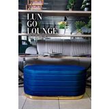 Gazzini furniture Lungo Long Line Mavi Puf Luxery Gold Kaplama Dekoratif Puf Koltuk