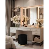 Gazzini Furniture Lungo Roller Gold Kaplama Pofuduk Puf Siyah Silindir Makyaj Masası Puf Koltuğu - 41 x 41 cm