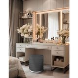 Gazzini Furniture Lungo Roller Silver Kaplama Pofuduk Puf Antrasit Silindir Makyaj Masası Puf Koltuğu - 41 x 41 cm