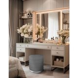 Gazzini Furniture Lungo Roller Silver Kaplama Pofuduk Puf Gri Silindir Makyaj Masası Puf Koltuğu - 41 x 41 cm