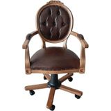 Gazzini Furniture Madalyon Ahşap Işlemeli Çalışma Sandalyesi - Ceviz
