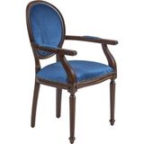 Gazzini Furniture Madalyon Kolçaklı Ahşap Klasik Sandalye - Ceviz - Mavi