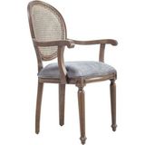 Gazzini Furniture Madalyon Kolçaklı Hazeranlı Ahşap Klasik Sandalye - Açık Ceviz