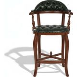 Gazzini Furniture Majesta Kapitoneli Classic Ahşap Bar Sandalyesi - Ceviz - Yeşil
