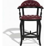 Gazzini Furniture Majesta Kapitoneli Classic Ahşap Bar Sandalyesi - Siyah - Bordo