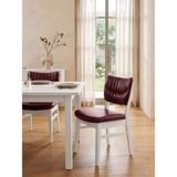 Gazzini Furniture Maro Deri Döşemeli Ahşap Sandalye - Beyaz