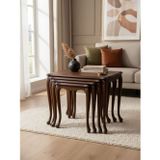 Gazzini Furniture Oakly Lükens 4'lü Ahşap Zigon Sehpa