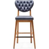 Gazzini Furniture Olivya Ahşap Bar Sandalyesi - Natürel - Mavi