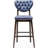 Gazzini Furniture Olivya Ahşap Ceviz Mavi Bar Sandalyesi
