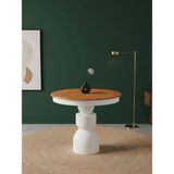 Gazzini Furniture Orbis Açılır Yuvarlak Ahşap Yemek Masası 100X100 - Beyaz - Naturel