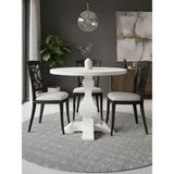 Gazzini Furniture Orleans Fransız Still Yuvarlak Ahşap Yemek Masası 120X120 - Beyaz