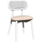 Gazzini Furniture Orpheus Bambu Hasırlı Ahşap Sandalye - Beyaz - Krem