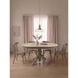 Gazzini Furniture Paros Baba Ayak Traverten Oval Açılır Mutfak Masası - Kapuçino - 80x120+30