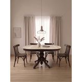 Gazzini Furniture Paros Baba Ayak Traverten Oval Açılır Mutfak Masası - Koyu Ceviz - 80x120+30