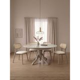 Gazzini Furniture Paros Baba Ayak Traverten Yuvarlak Açılır Mutfak Masası - Kapuçino - 120x120+30