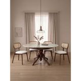 Gazzini Furniture Paros Baba Ayak Traverten Yuvarlak Açılır Mutfak Masası - Koyu Ceviz - 110x110+30