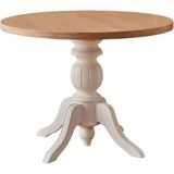 Gazzini Furniture Ravello Baba Ayak Sabit Masa 100X100 - Beyaz - Naturel - 100 x 100