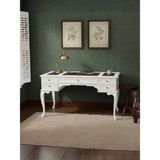 Gazzini Furniture Realm Fransız Retro Deri Ahşap Çalışma Masası 75X140 - 140x75 - Beyaz