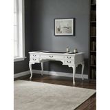 Gazzini Furniture Realm Fransız Retro Deri Ahşap Çalışma Masası 75X160 - 160x75 - Beyaz - Siyah