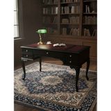 Gazzini Furniture Realm Fransız Retro Deri Ahşap Çalışma Masası 75X160 - 160x75 - Siyah