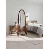 Gazzini Furniture Rivoli Ayaklı Ahşap Oval Boy Aynası 50X160 - Ceviz