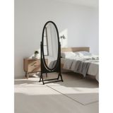 Gazzini Furniture Rivoli Ayaklı Ahşap Oval Boy Aynası 58X165 - Siyah