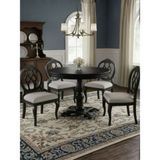 Gazzini Furniture Royal Eagle Ingiliz Still Yuvarlak Ahşap Oymalı Yemek Masası - Siyah - 120x120