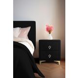 Gazzini Furniture Ruby 2 Çekmeceli Komodin Gold Model Kapitoneli İki Kapaklı Komodin Siyah