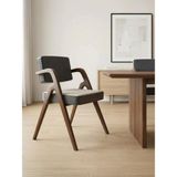 Gazzini Furniture Tetra Kolçaklı Ahşap Sandalye - Ceviz - Gri