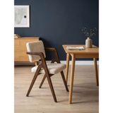 Gazzini Furniture Tetra Kolçaklı Ahşap Sandalye - Ceviz - Krem