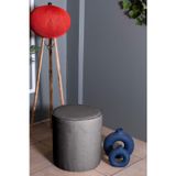 Gazzini Furniture Valeria Puf - Gri Keten Kumaş Silindir Dekoratif Puf