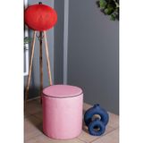 Gazzini Furniture Valeria Puf - Pembe Keten Kumaş Silindir Dekoratif Puf