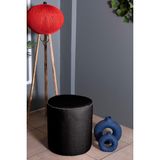 Gazzini Furniture Valeria Puf - Siyah Keten Kumaş Silindir Dekoratif Puf - 40x40