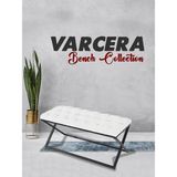 Gazzini Furniture Varcera Antrasit Puf Çapraz Metal Ayaklı, Kapitoneli Chester Model Bench - Beyaz - 40 x 100 cm