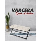 Gazzini Furniture Varcera Pembe Puf Çapraz Metal Ayaklı, Kapitoneli Chester Model Bench